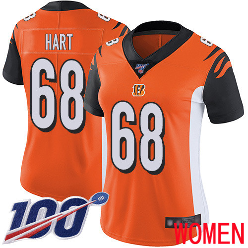 Cincinnati Bengals Limited Orange Women Bobby Hart Alternate Jersey NFL Footballl #68 100th Season Vapor Untouchable